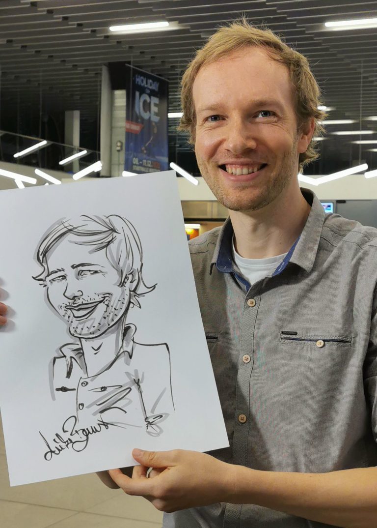 Karikatur Zeichnung, Schnellzeichnung im Großformat für Kongresse und Messen Karikatur Zeichnung, Schnellzeichnung für Kongresse und Messen